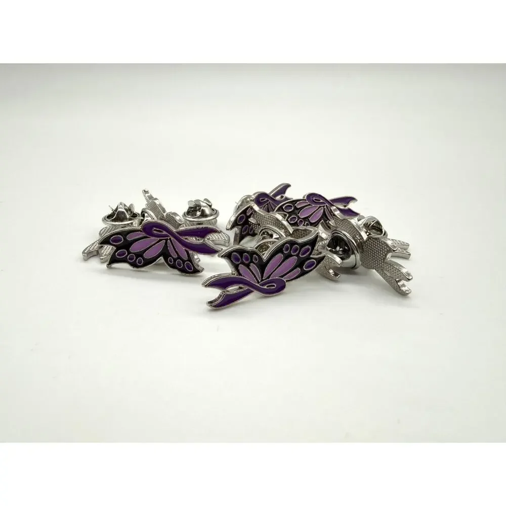 10 Purple Butterfly Awareness Ribbon Lapel Pins Enamel Cancer DV Support Hope